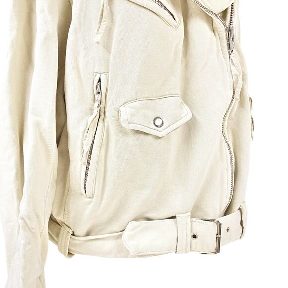 FREE PEOPLE WE THE FREE Rebel Rebel Knit Moto Cotton Terry Jacket Size M - Picture 4 of 10